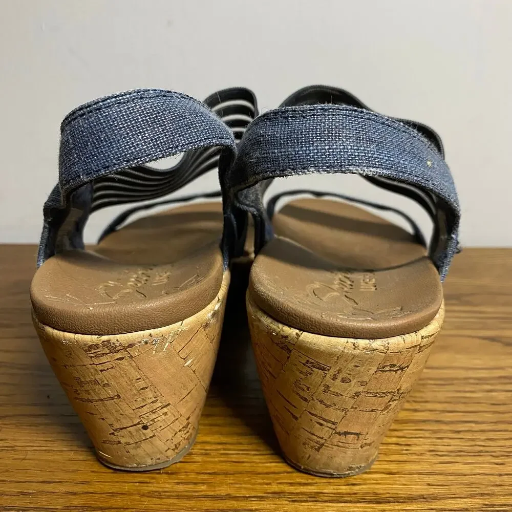 Skechers Beverlee-Smitten Kitten Luxe Foam Denim Comfort Wedge Shoes Womens 8